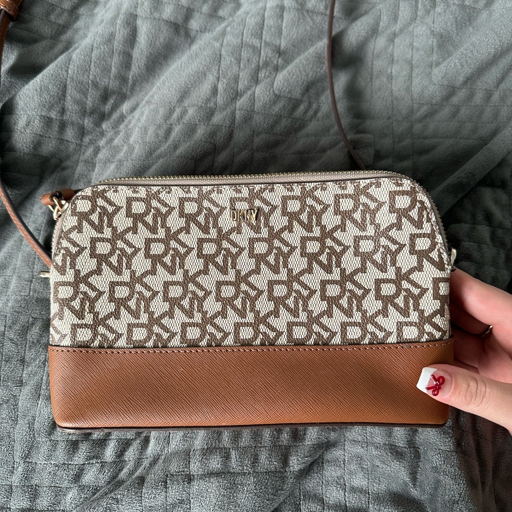 DKNY Brown and Cream Crossbody Bag